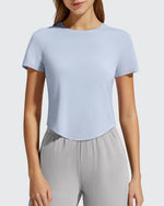G4Free - Cropped Crewneck Relaxed Fit Short Sleeve Tops -GF26K885D016A-S