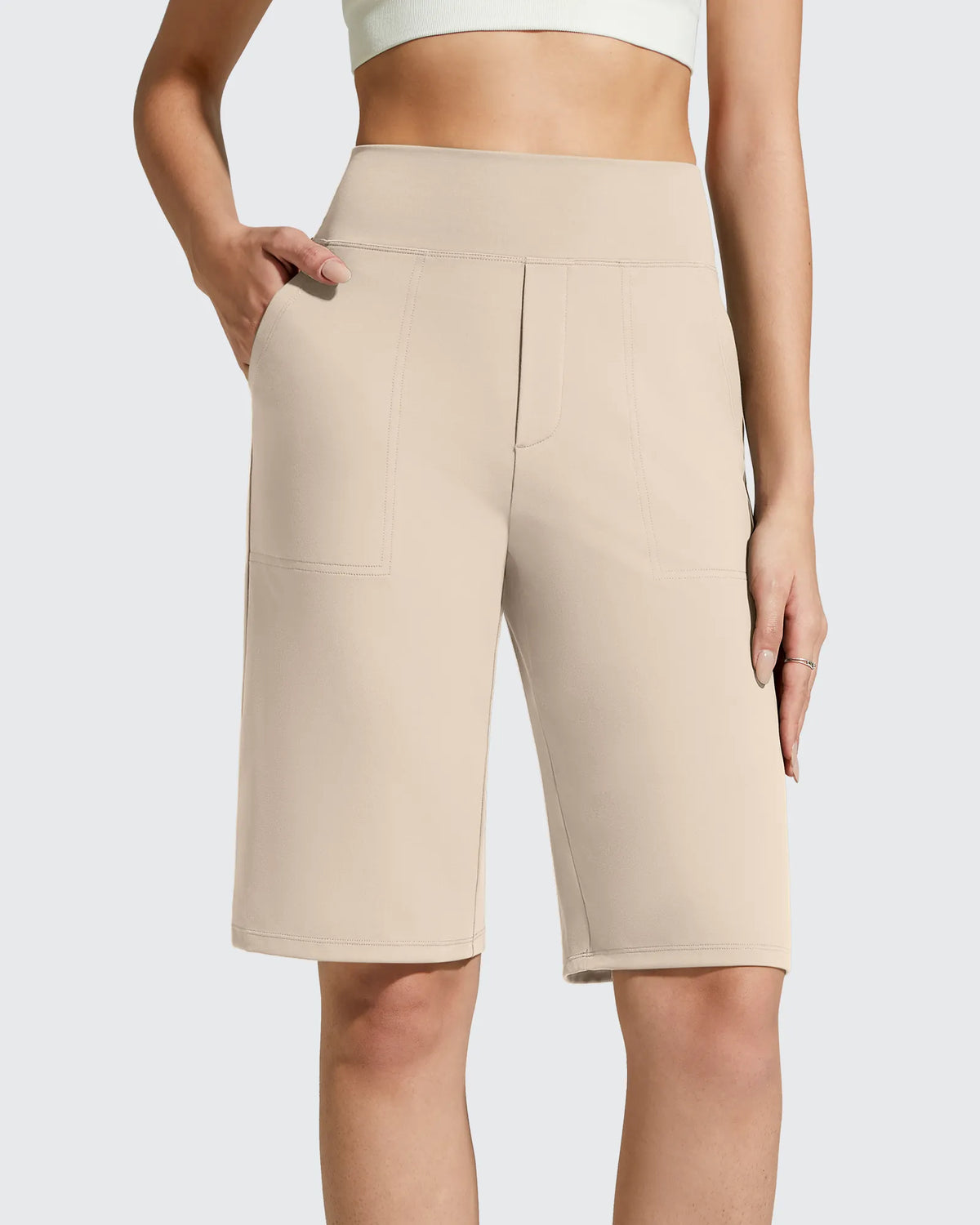 G4Free - EverGoing Bermuda Pockets Knee Length Shorts 10" -GF26E795F001A-S-GF26E795F001B-M-GF26E795F001C-L-GF26E795F001D-XL-GF26E795F001E-XXL
