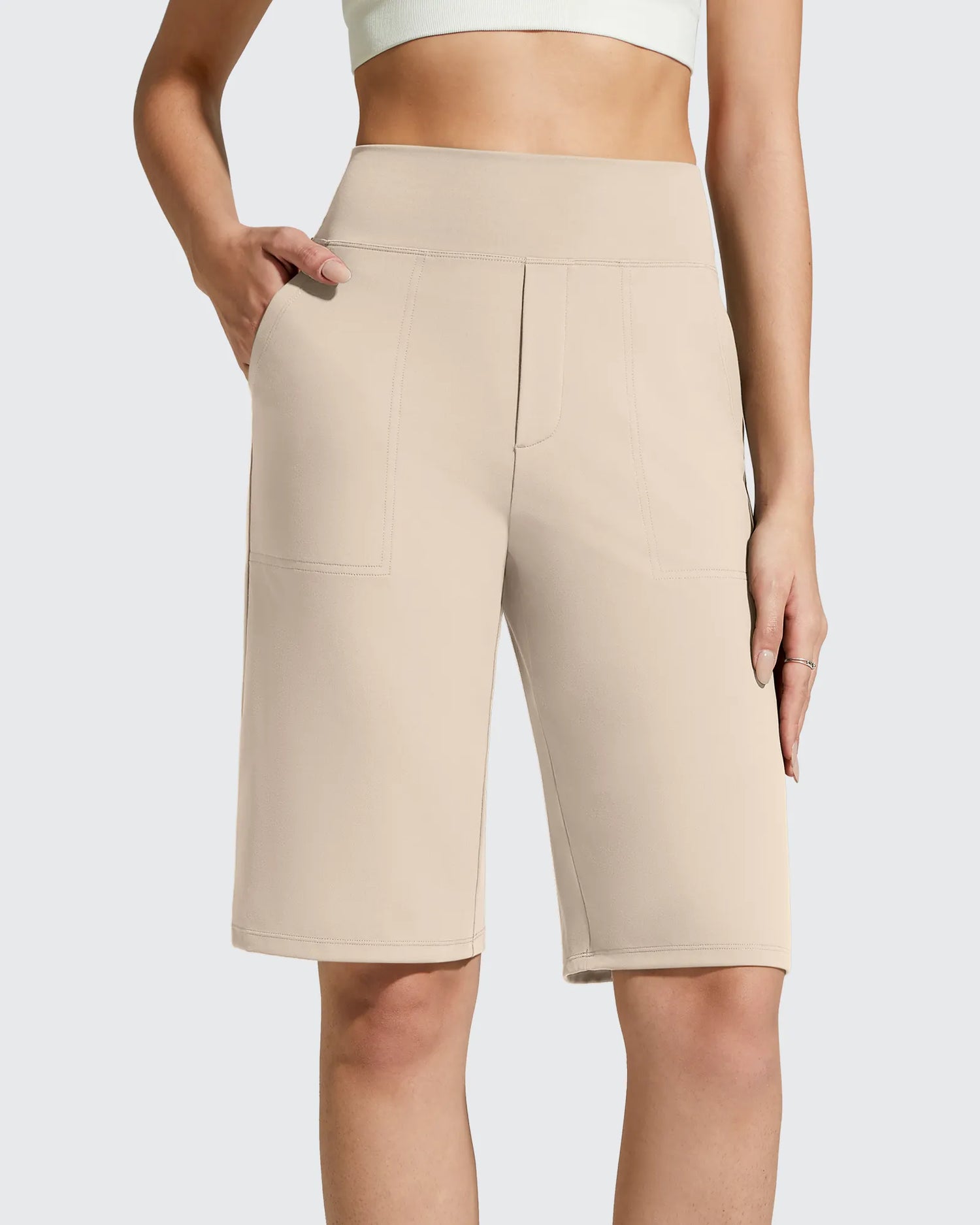 G4Free - EverGoing Bermuda Pockets Knee Length Shorts 10" -GF26E795F001A-S-GF26E795F001B-M-GF26E795F001C-L-GF26E795F001D-XL-GF26E795F001E-XXL