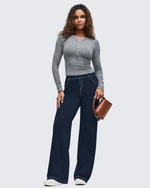 G4Free - EverGoing Contrast Stitch High-Waist Wide Leg Pants -GF25J581AA-S-GF25J582AA-S-GF25J583AA-S-GF25J581AB-M-GF25J582AB-M