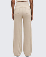 G4Free - EverGoing Contrast Stitch High-Waist Wide Leg Pants -GF25J581DA-S