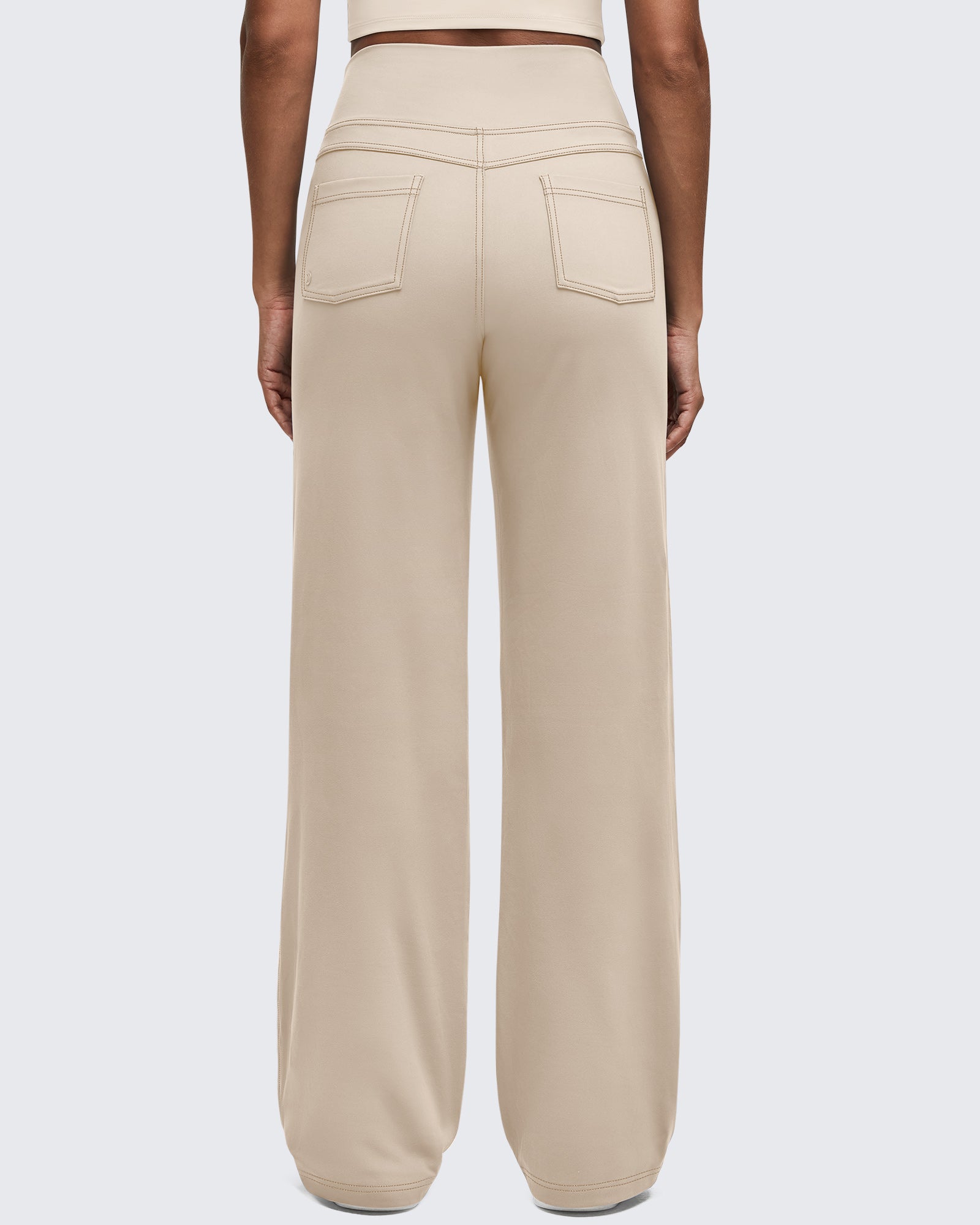 G4Free - EverGoing Contrast Stitch High-Waist Wide Leg Pants -GF25J581DA-S