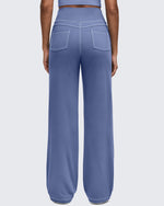 G4Free - EverGoing Contrast Stitch High-Waist Wide Leg Pants -GF25J581EA-S