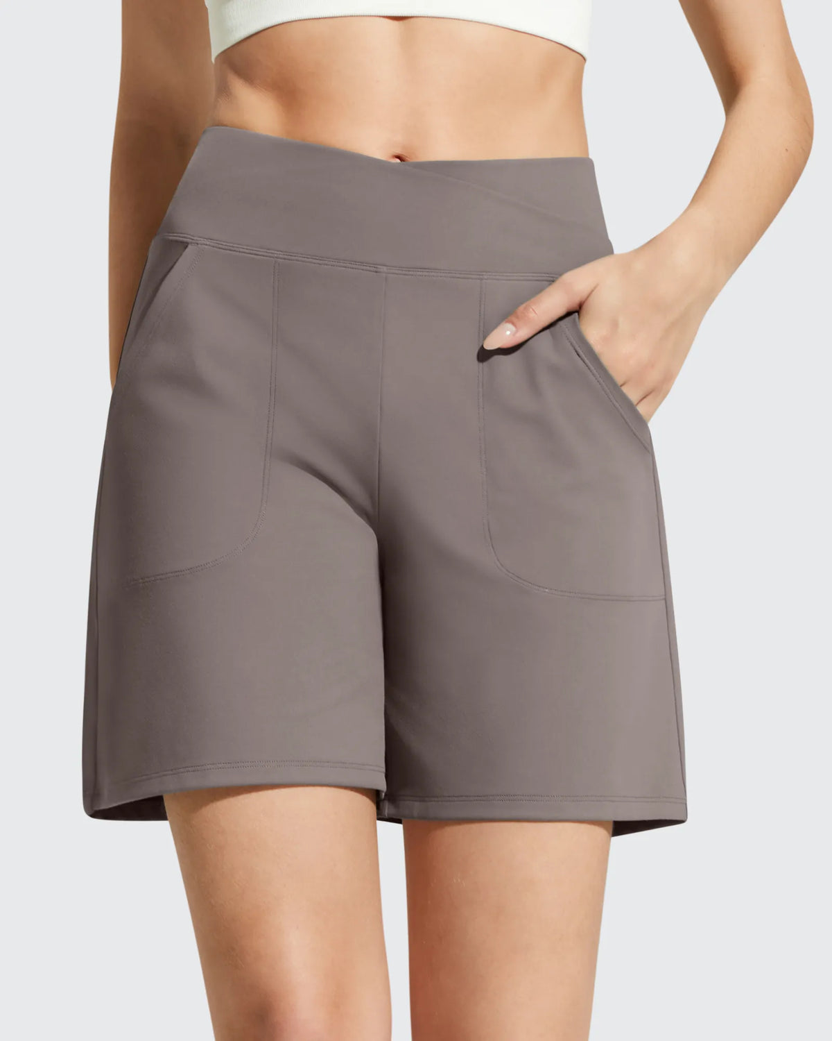 G4Free - EverGoing Cross Waist Pockets Athletic Shorts 6'' -GF26E784A001F-XS