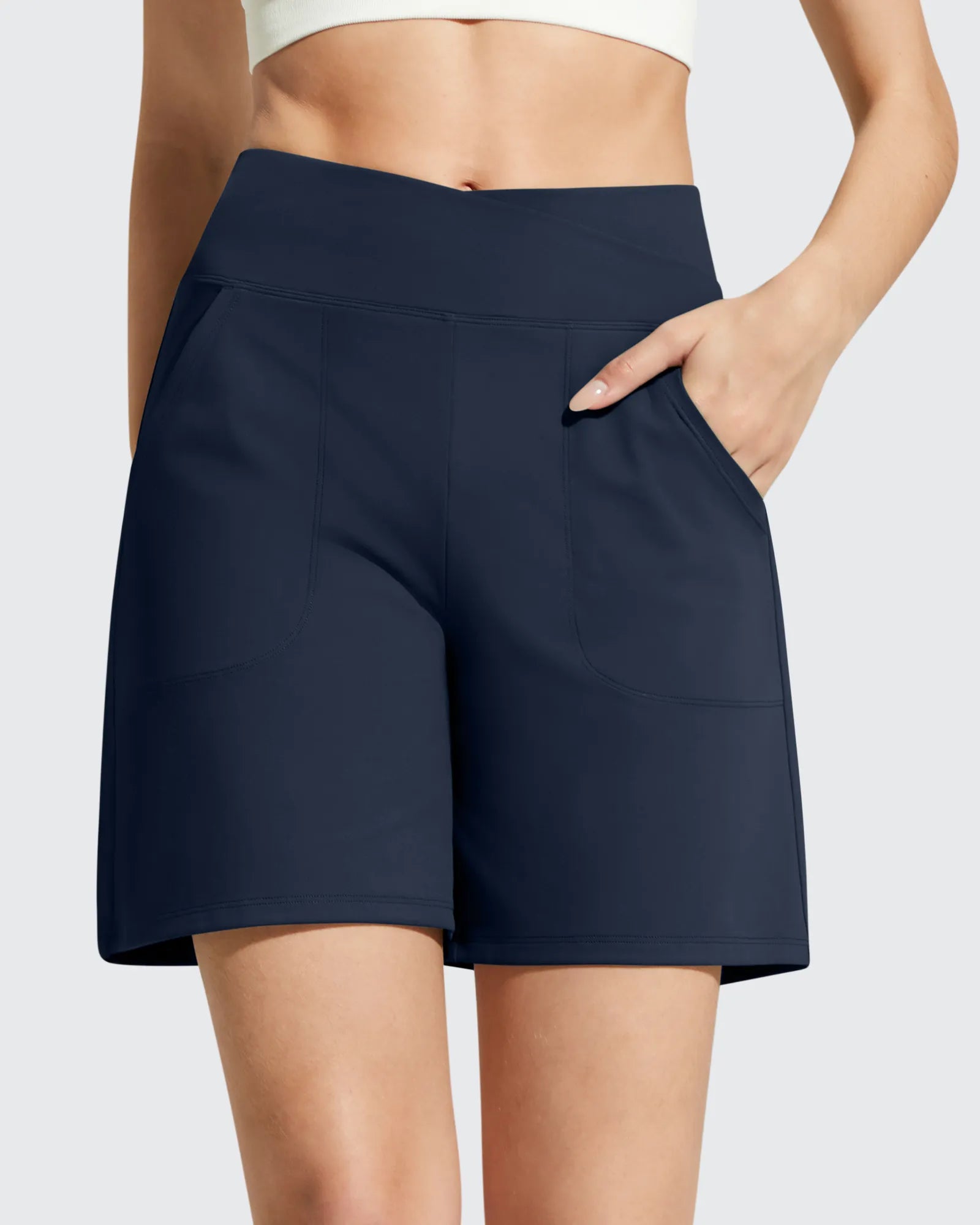 G4Free - EverGoing Cross Waist Pockets Athletic Shorts 6'' -GF26E784A001F-XS