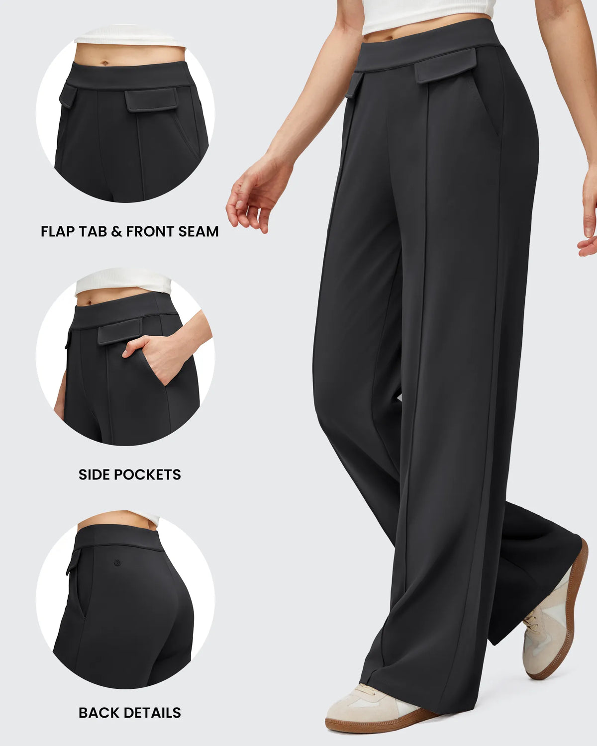 G4Free - EverGoing Flap Pockets Wide Leg Dressy Pants -GF25J640AA-S-GF25J641AA-S-GF25J642AA-S-GF25J640AB-M-GF25J641AB-M