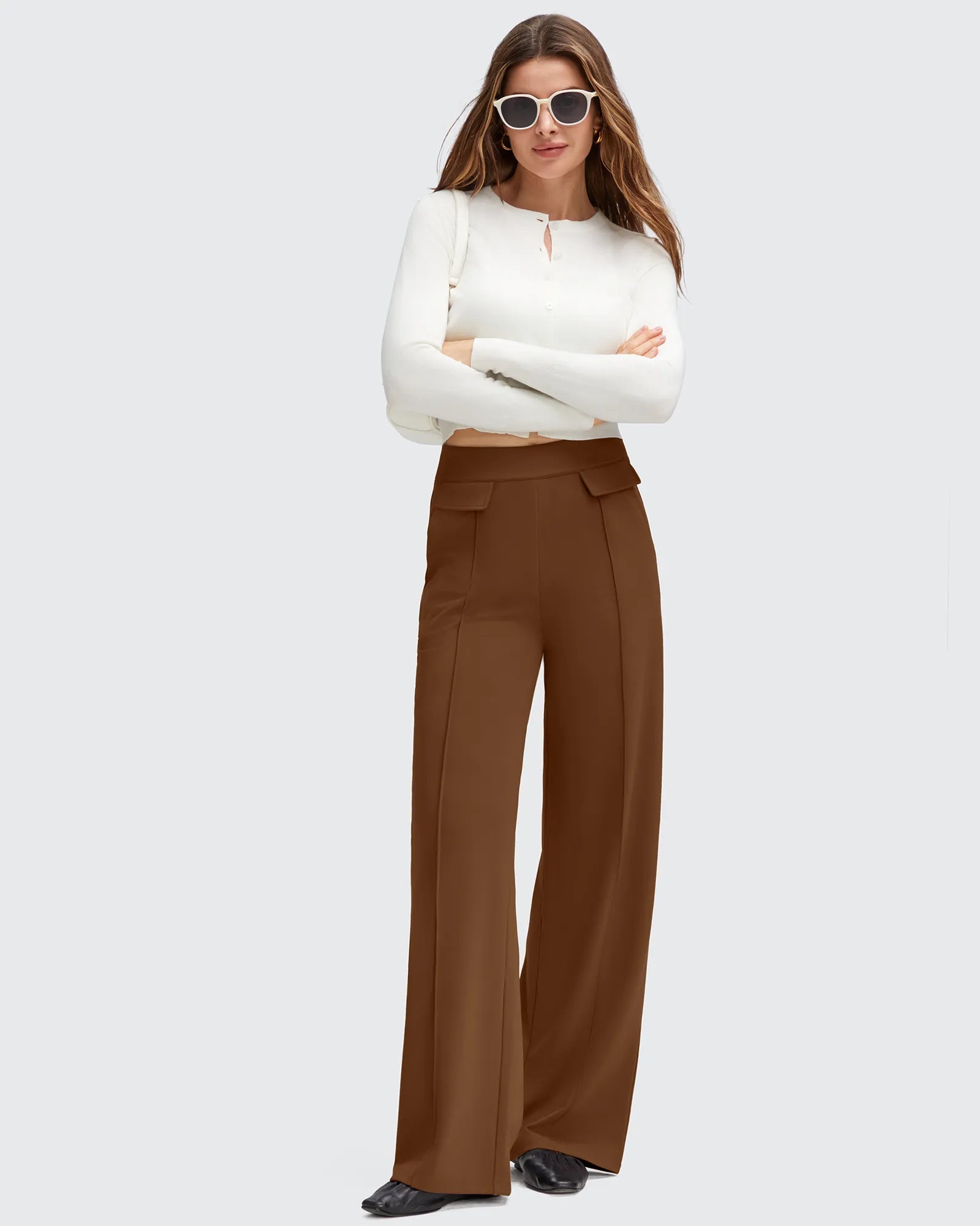 G4Free - EverGoing Flap Pockets Wide Leg Dressy Pants -GF25J640AA-S-GF25J641AA-S-GF25J642AA-S-GF25J640AB-M-GF25J641AB-M
