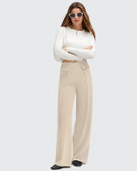 G4Free - EverGoing Flap Pockets Wide Leg Dressy Pants -GF25J640AA-S-GF25J641AA-S-GF25J642AA-S-GF25J640AB-M-GF25J641AB-M