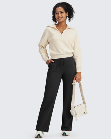 Thermal Fleece Lined Wide Leg Sweatpants – G4Free Warm Pants