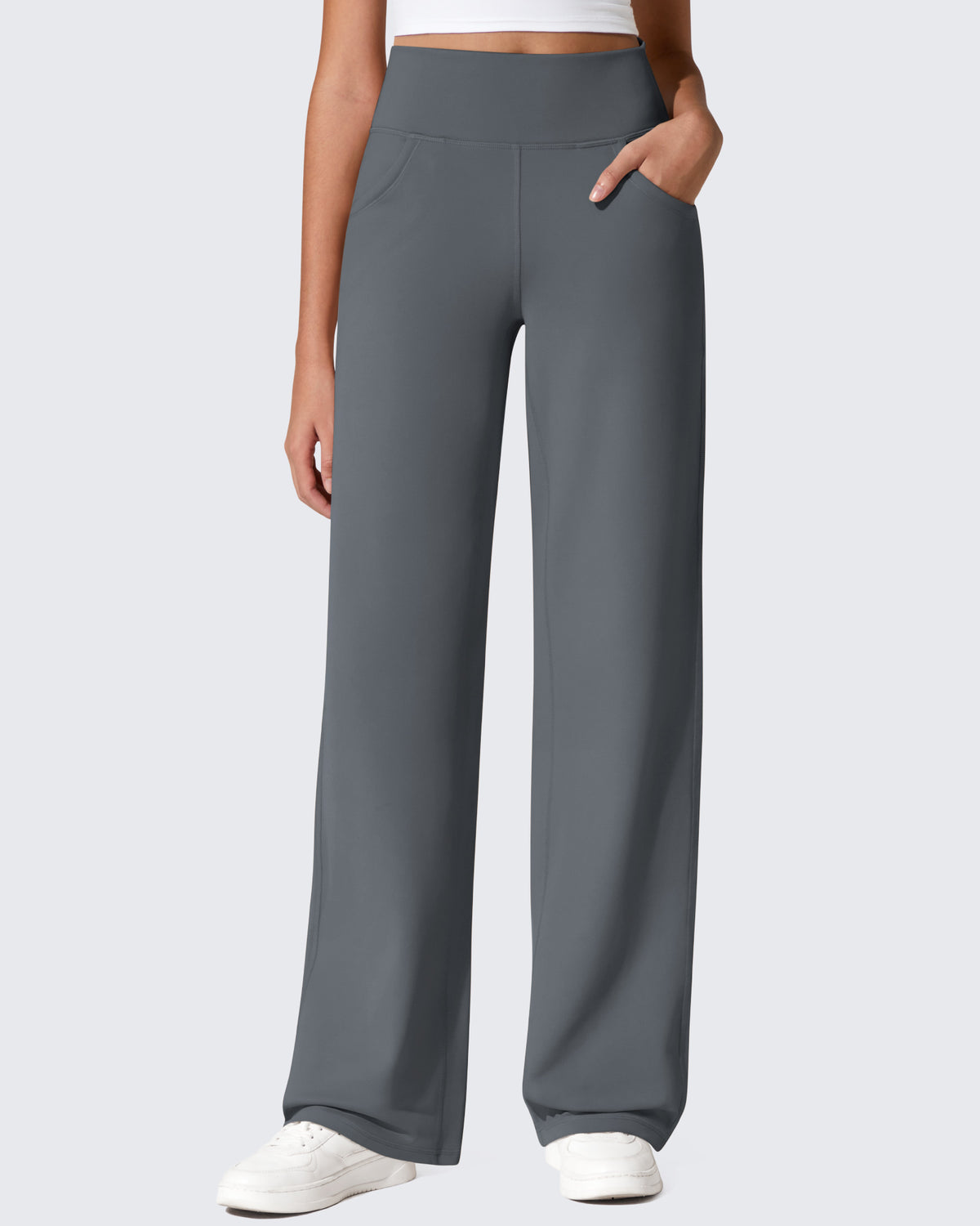 G4Free - EverGoing Fleece Lined High-Waist Wide Leg Thermal Trousers -GF24J230AA-S