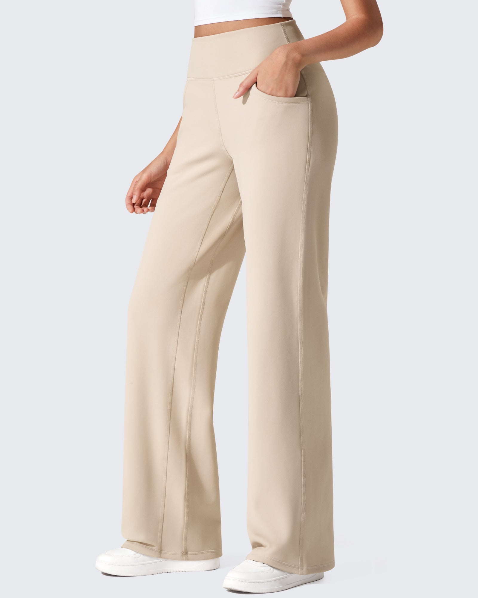 Wide Leg Fleece Lined Pants G4Free High Waist Thermal Pants Wide Leg Fleece Lined Pants G4Free High Waist Thermal Pants