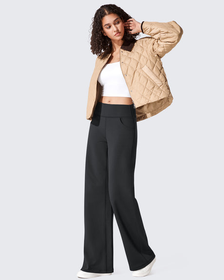 G4Free - EverGoing Fleece Lined High-Waist Wide Leg Thermal Trousers -GF26J1152A001A-S