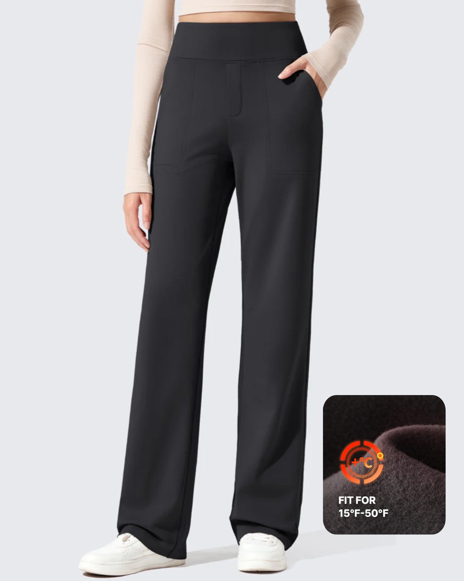EverGoing Fleece Lined High-Waisted Dressy Pants