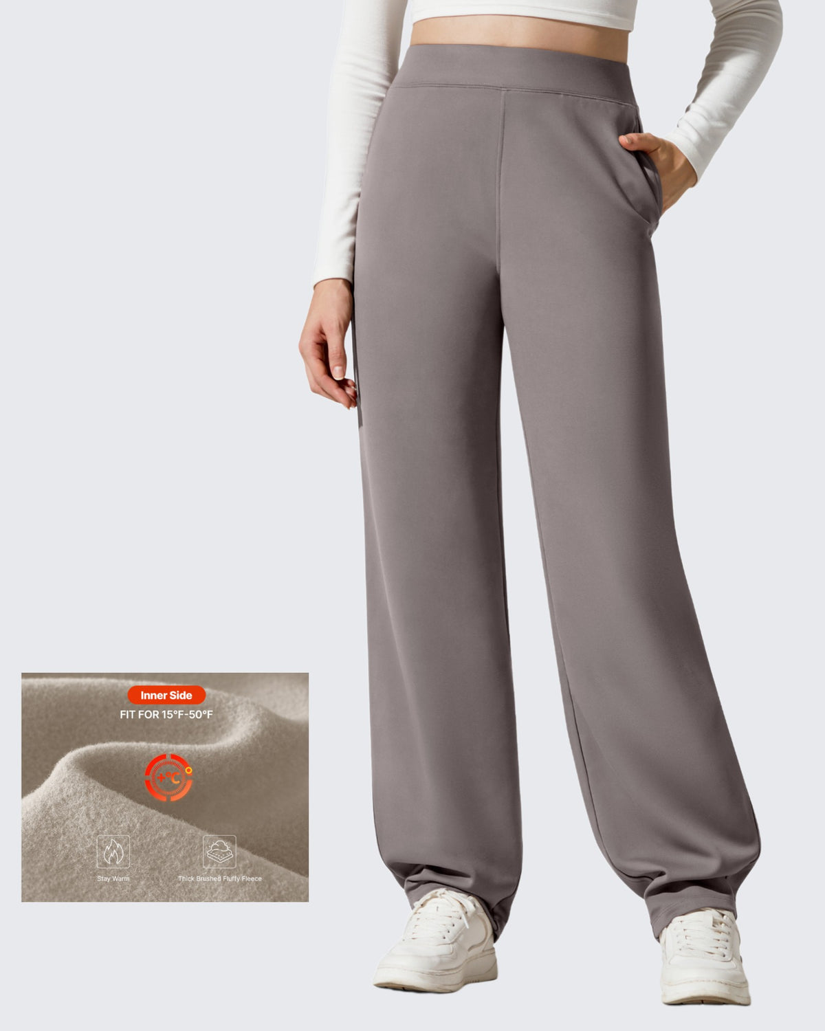 G4Free - EverGoing Fleece Lined Loose Warm Narrow Legs Pants -GF25J684CF-XS