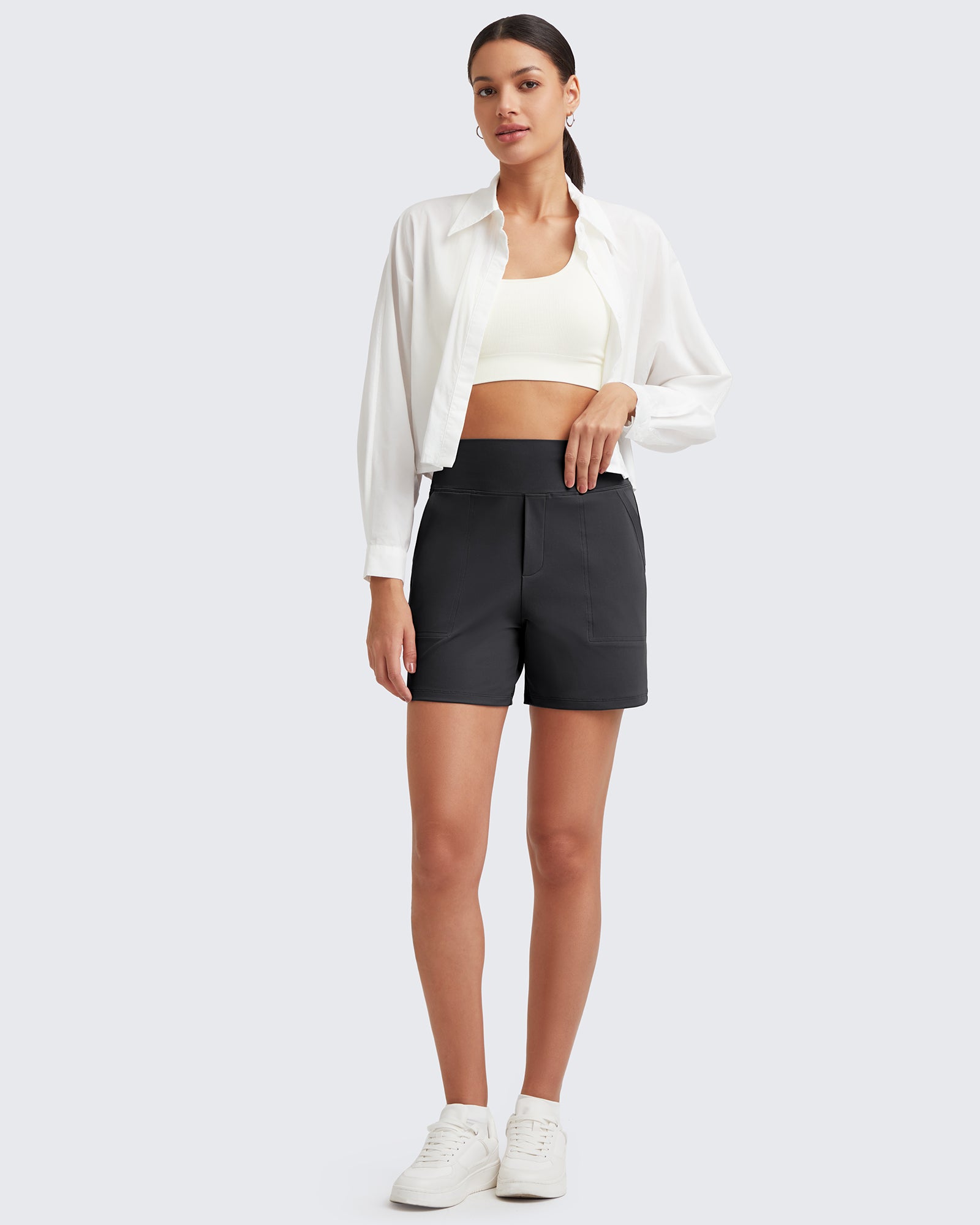 G4Free - EverGoing High-Waist Burmuda Athletic Shorts 5'' -GF25E342AF-XS