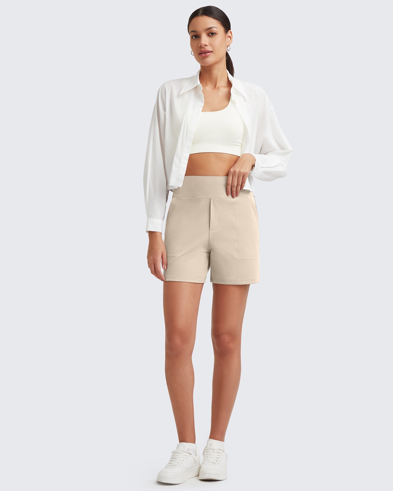 G4Free - EverGoing High-Waist Burmuda Athletic Shorts 5'' -GF25E342AF-XS-GF25E342AA-S-GF25E342AB-M-GF25E342AC-L-GF25E342AD-XL