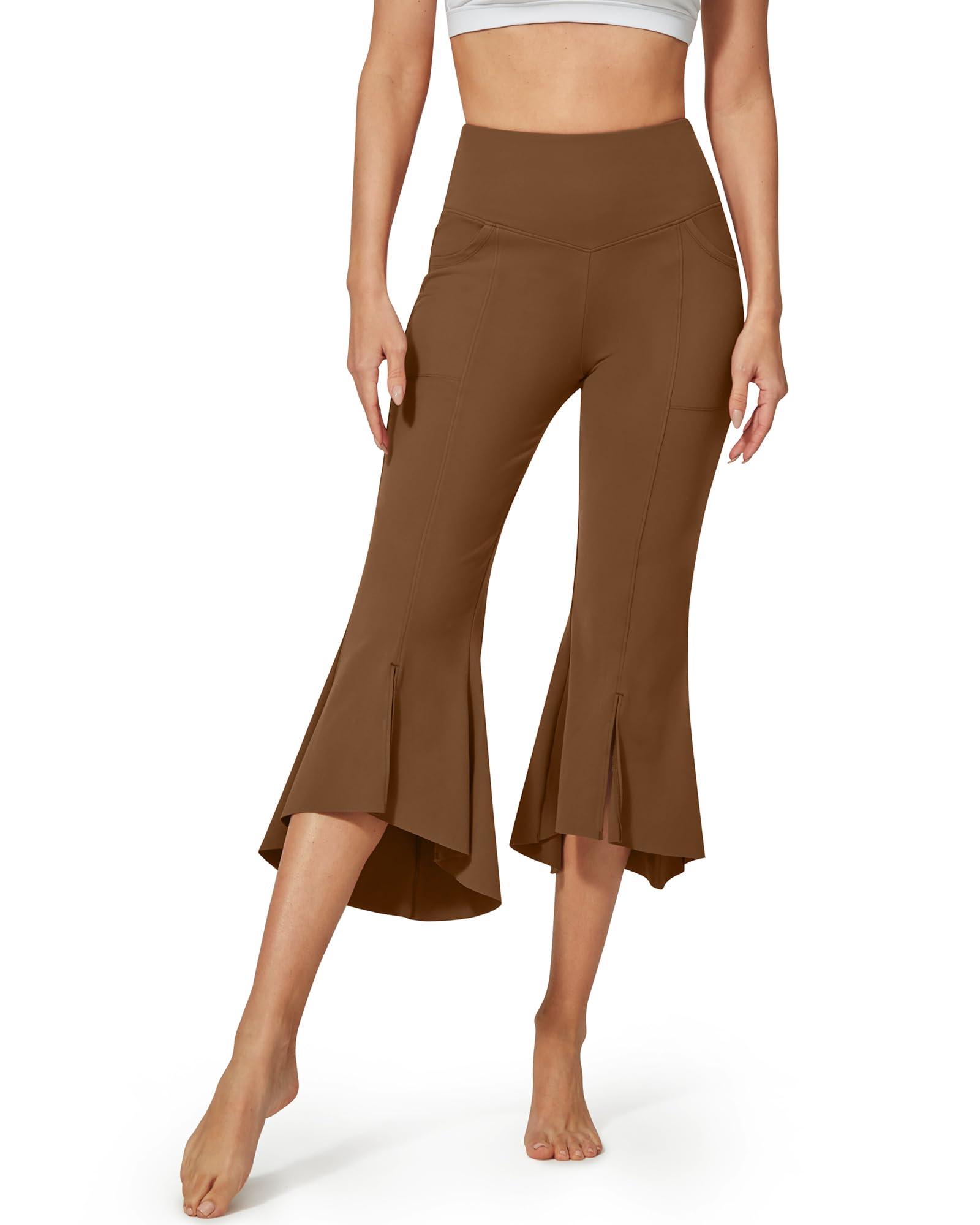 EverGoing High-Waist Ruffle Yoga Casual Capri Pants Black / XXL