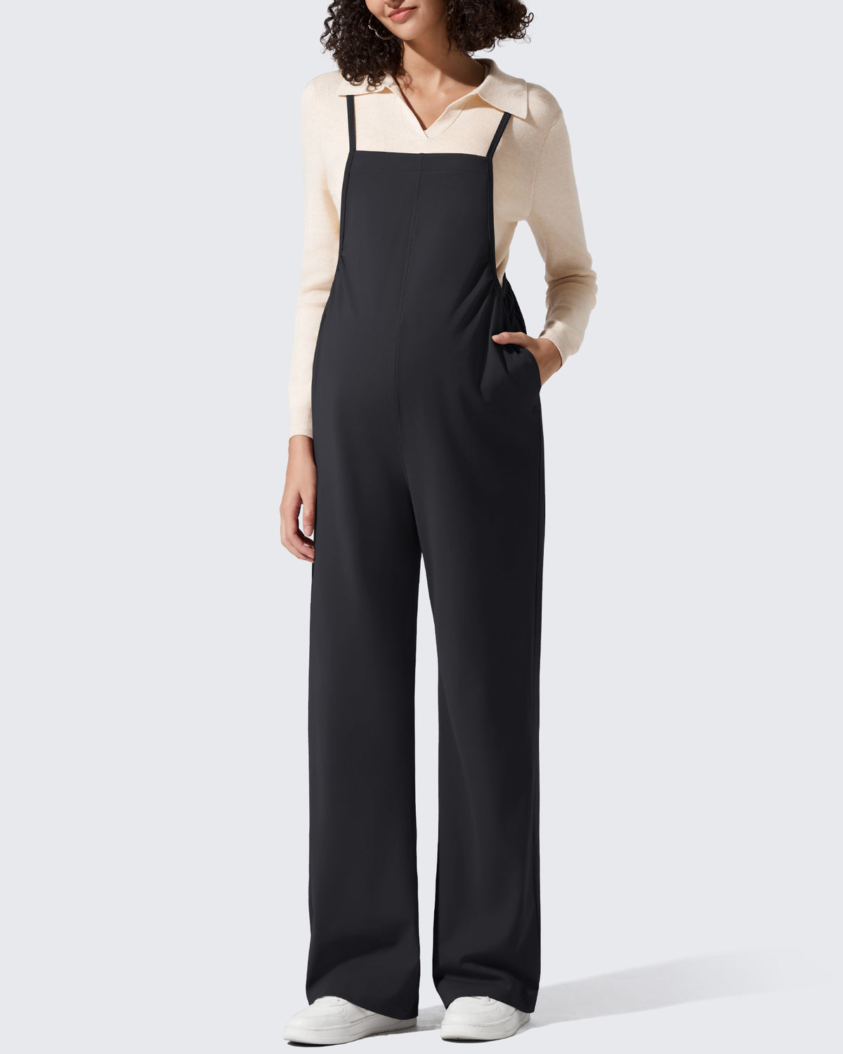 EverGoing Maternity Adjustable Strap Wide Leg Rompers