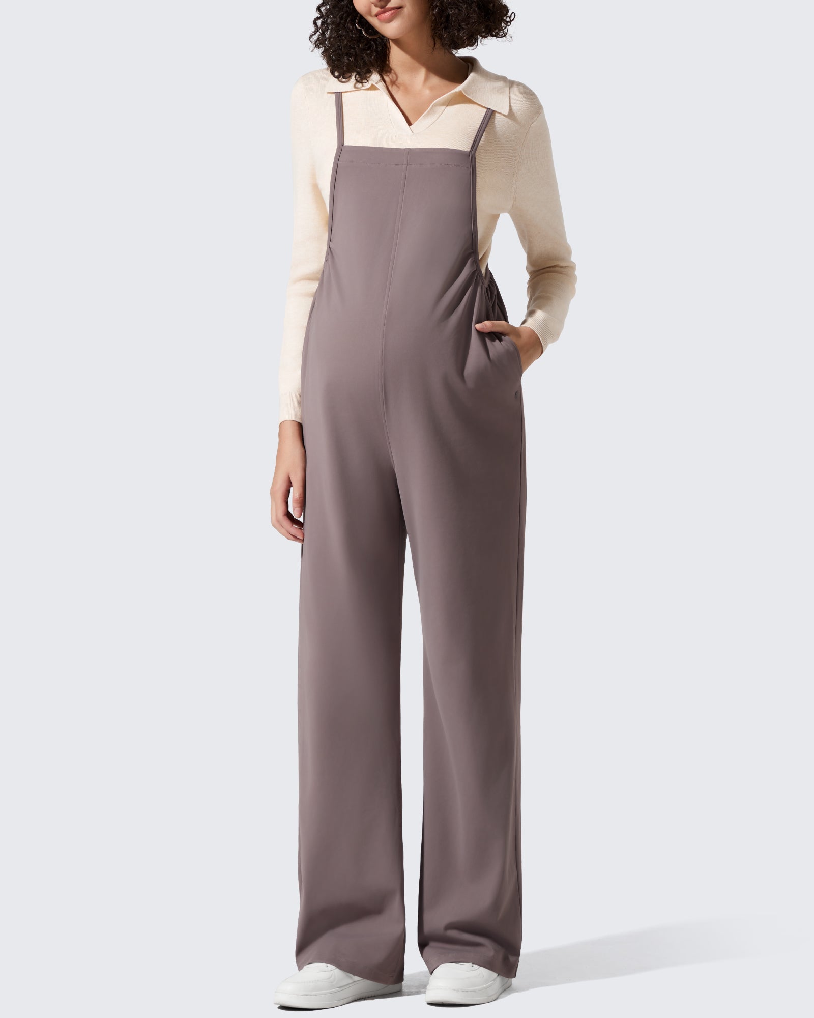 G4Free - EverGoing Maternity Adjustable Strap Wide Leg Rompers -GF25PY674AF-XS