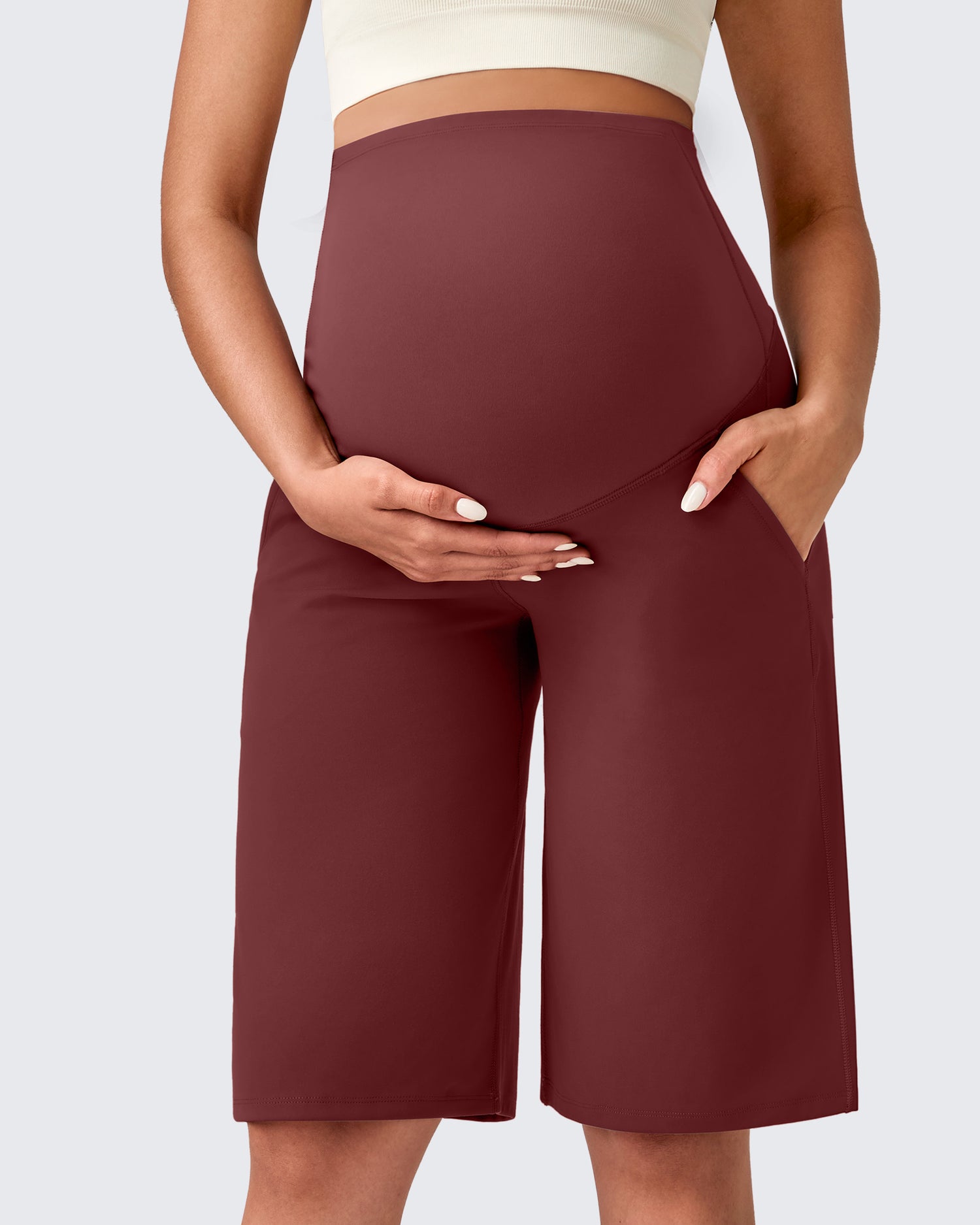 G4Free - EverGoing Maternity Athletic Bermuda Shorts 12'' -GF25EY508AA-S-GF25EY508AB-M-GF25EY508AC-L-GF25EY508AD-XL-GF25EY508AE-XXL