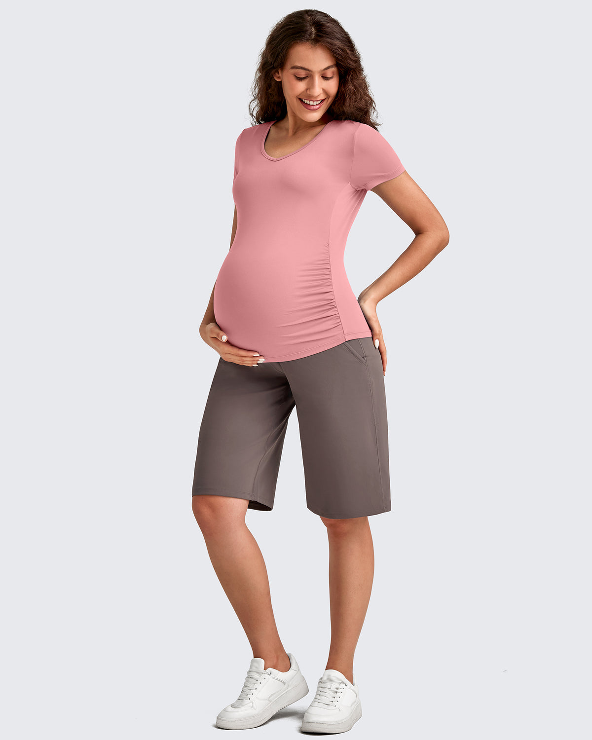 G4Free - EverGoing Maternity Athletic Bermuda Shorts 12'' -GF25EY508AA-S-GF25EY508AB-M-GF25EY508AC-L-GF25EY508AD-XL-GF25EY508AE-XXL