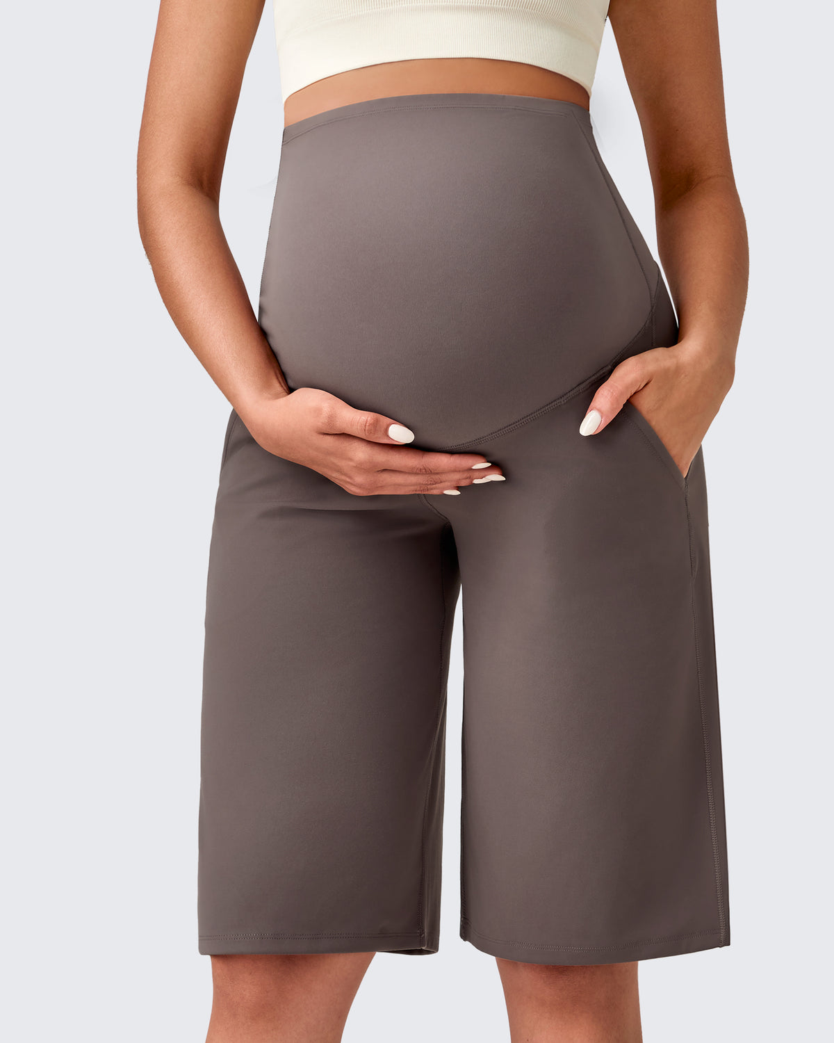 G4Free - EverGoing Maternity Athletic Bermuda Shorts 12'' -GF25EY508AA-S-GF25EY508AB-M-GF25EY508AC-L-GF25EY508AD-XL-GF25EY508AE-XXL