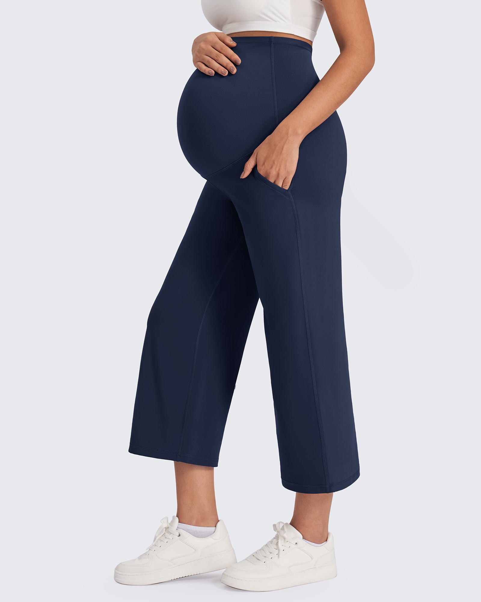 G4Free - EverGoing Maternity Capris Cropped Yoga Pants 21'' -GF25J307AA-S-GF25J307AB-M-GF25J307AC-L-GF25J307AD-XL-GF25J307AE-XXL