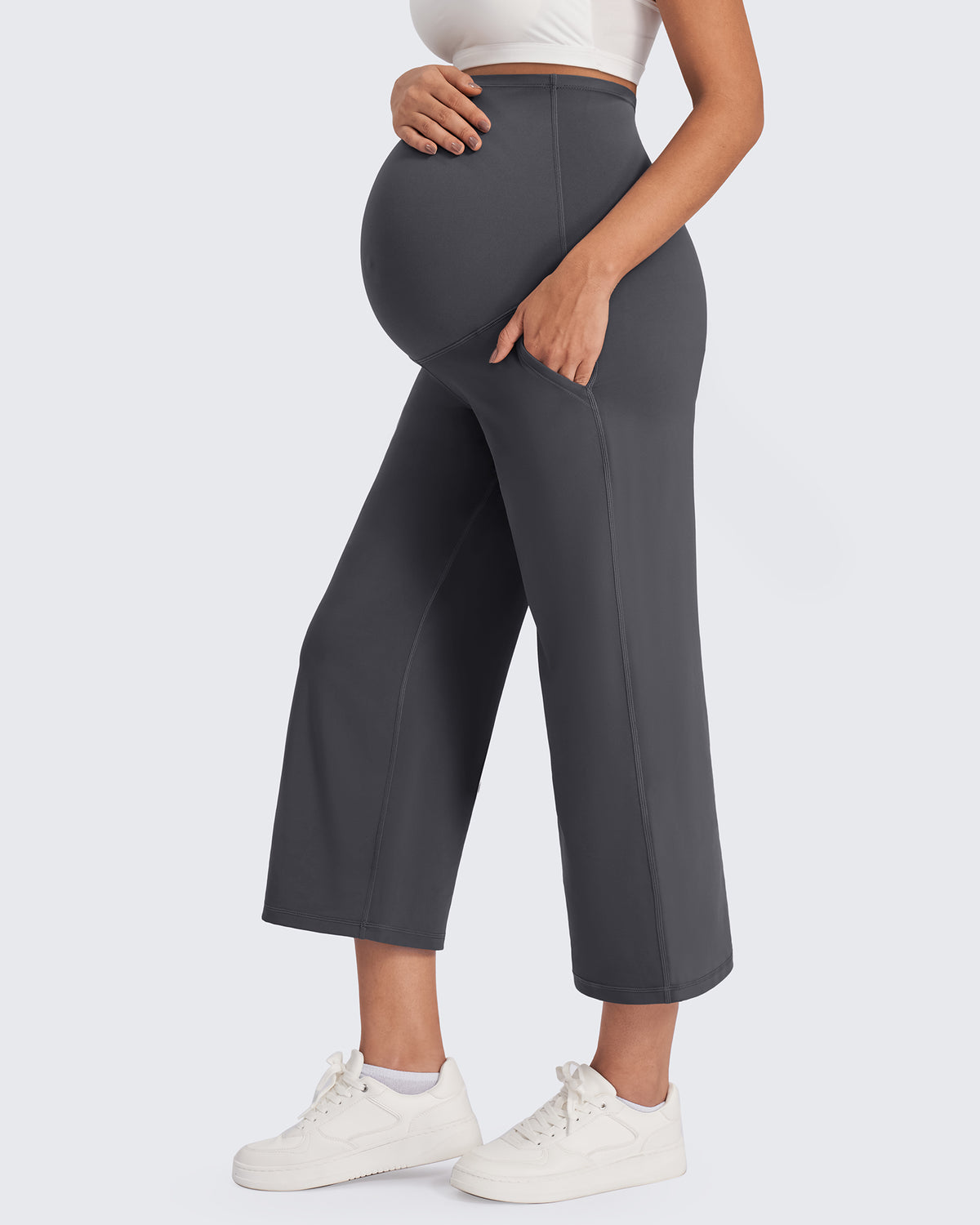G4Free - EverGoing Maternity Capris Cropped Yoga Pants 21'' -GF25J307AA-S-GF25J307AB-M-GF25J307AC-L-GF25J307AD-XL-GF25J307AE-XXL
