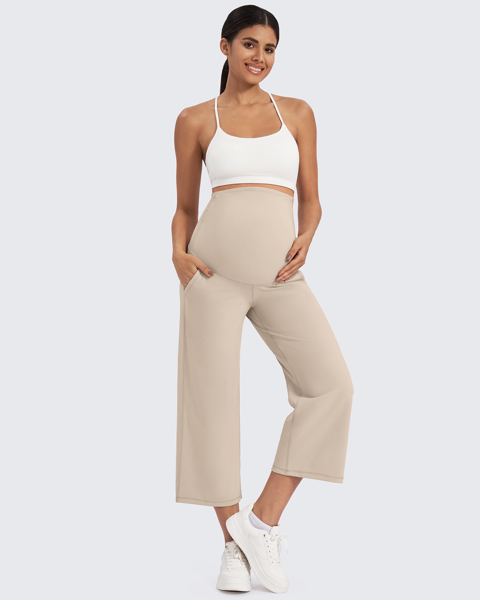G4Free - EverGoing Maternity Capris Cropped Yoga Pants 21'' -GF25J307AA-S-GF25J307AB-M-GF25J307AC-L-GF25J307AD-XL-GF25J307AE-XXL
