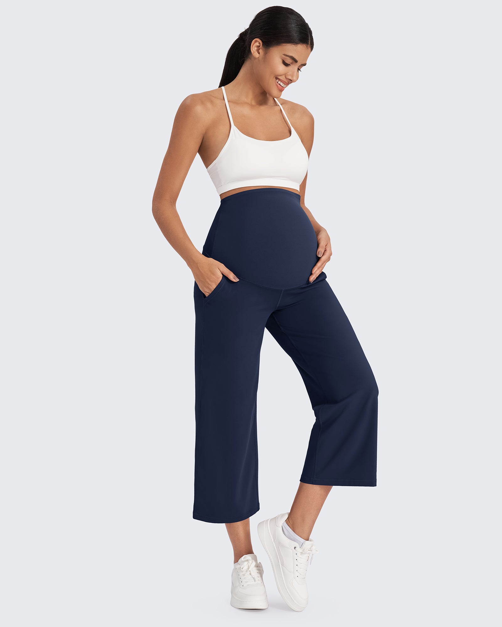 G4Free - EverGoing Maternity Capris Cropped Yoga Pants 21'' -GF25J307AA-S-GF25J307AB-M-GF25J307AC-L-GF25J307AD-XL-GF25J307AE-XXL