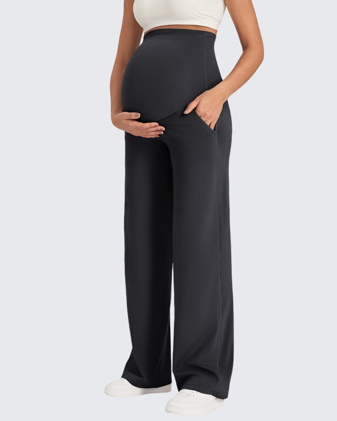 Maternity Wide Leg Pants with Pockets