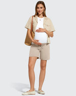 G4Free - EverGoing Pockets Drawstring Over The Belly Pregnancy Shorts -GF26EY797A001A-S-GF26EY797A001B-M-GF26EY797A001C-L-GF26EY797A001D-XL-GF26EY797A001E-XXL