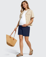 G4Free - EverGoing Pockets Drawstring Over The Belly Pregnancy Shorts -GF26EY797A001A-S-GF26EY797A001B-M-GF26EY797A001C-L-GF26EY797A001D-XL-GF26EY797A001E-XXL