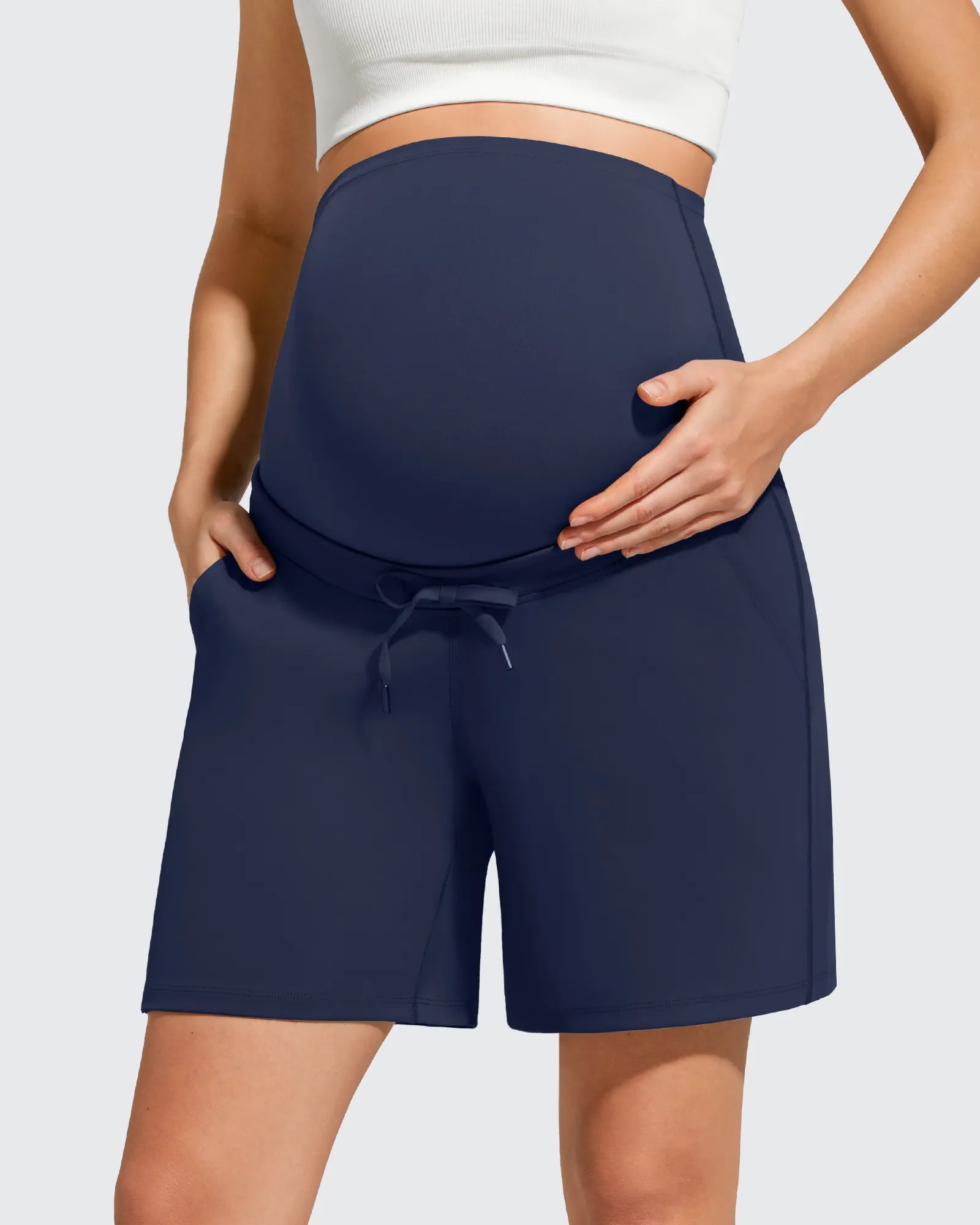 G4Free - EverGoing Pockets Drawstring Over The Belly Pregnancy Shorts -GF26EY797A001A-S-GF26EY797A001B-M-GF26EY797A001C-L-GF26EY797A001D-XL-GF26EY797A001E-XXL