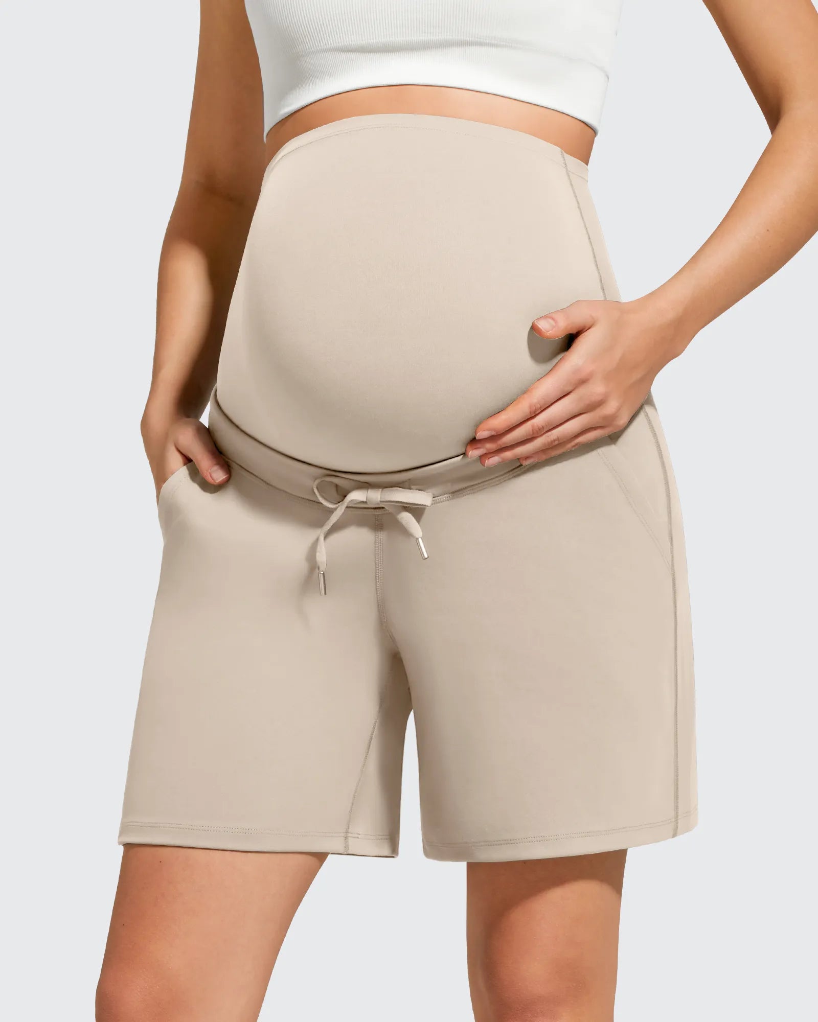 G4Free - EverGoing Pockets Drawstring Over The Belly Pregnancy Shorts -GF26EY797A001A-S-GF26EY797A001B-M-GF26EY797A001C-L-GF26EY797A001D-XL-GF26EY797A001E-XXL