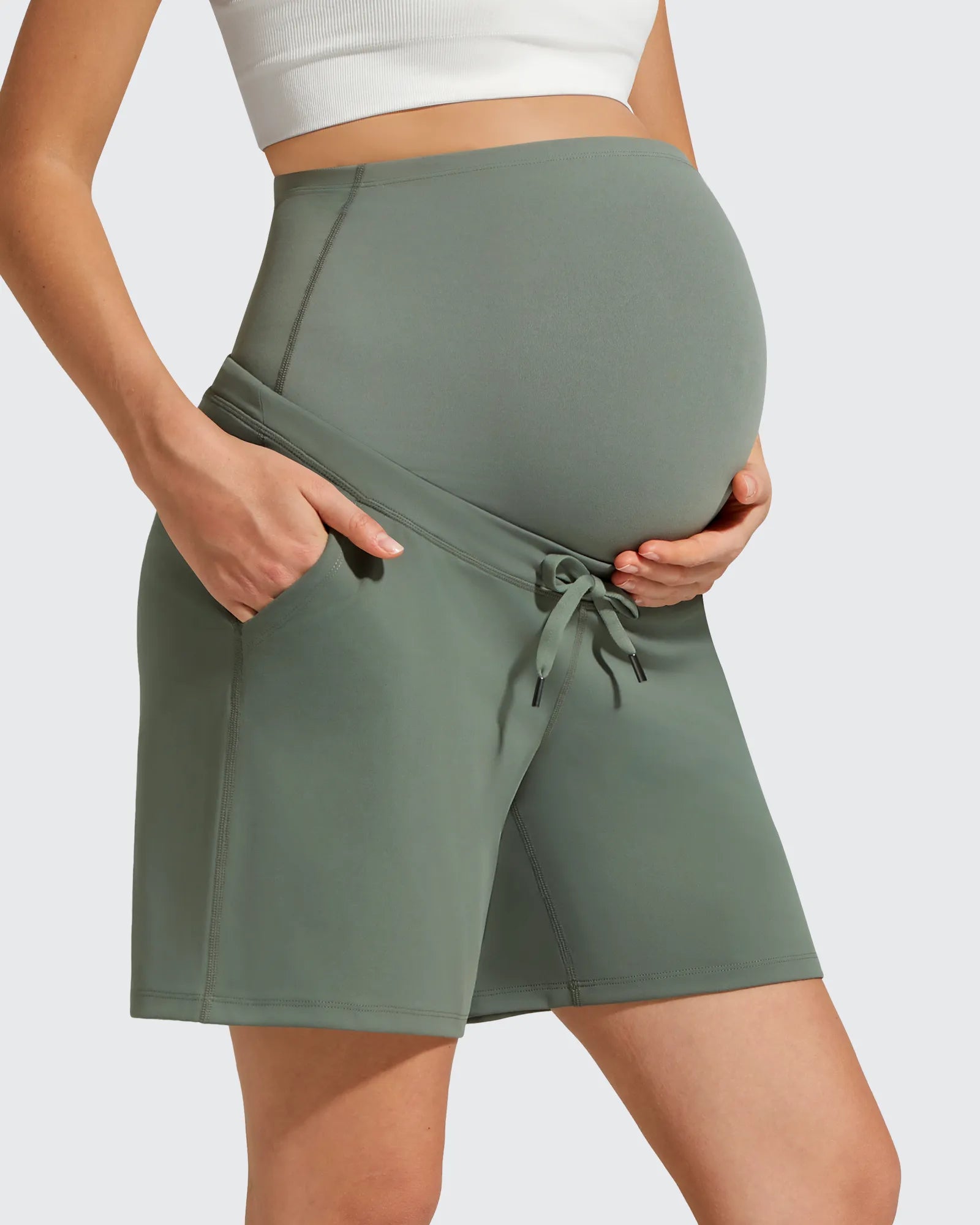 G4Free - EverGoing Pockets Drawstring Over The Belly Pregnancy Shorts -GF26EY797A001A-S-GF26EY797A001B-M-GF26EY797A001C-L-GF26EY797A001D-XL-GF26EY797A001E-XXL