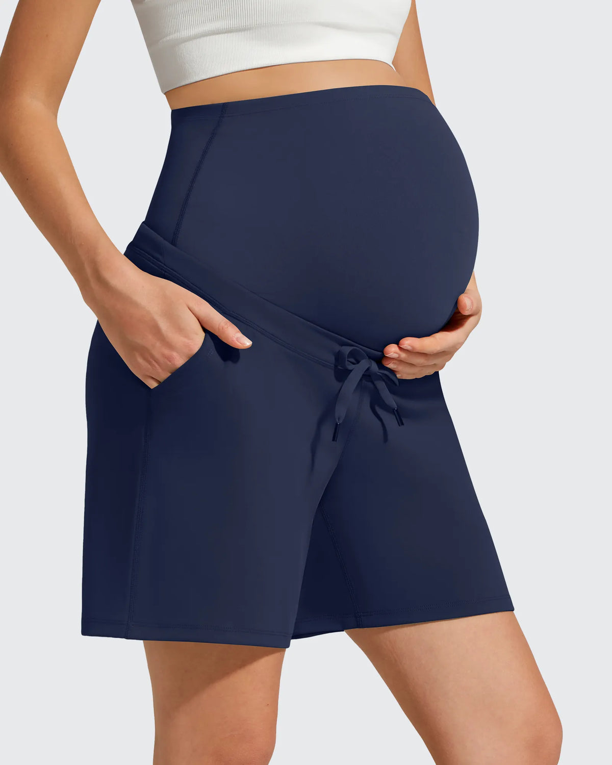 G4Free - EverGoing Pockets Drawstring Over The Belly Pregnancy Shorts -GF26EY797A001A-S-GF26EY797A001B-M-GF26EY797A001C-L-GF26EY797A001D-XL-GF26EY797A001E-XXL