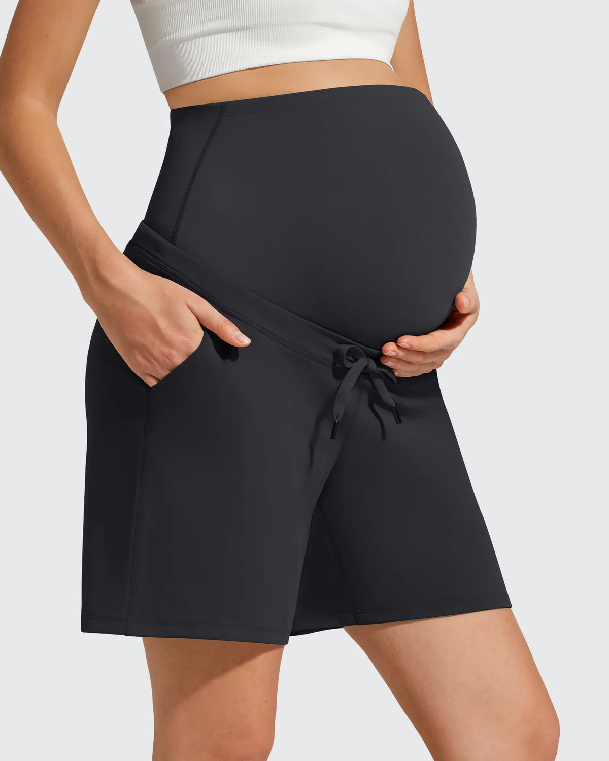 G4Free - EverGoing Pockets Drawstring Over The Belly Pregnancy Shorts -GF26EY797A001A-S-GF26EY797A001B-M-GF26EY797A001C-L-GF26EY797A001D-XL-GF26EY797A001E-XXL