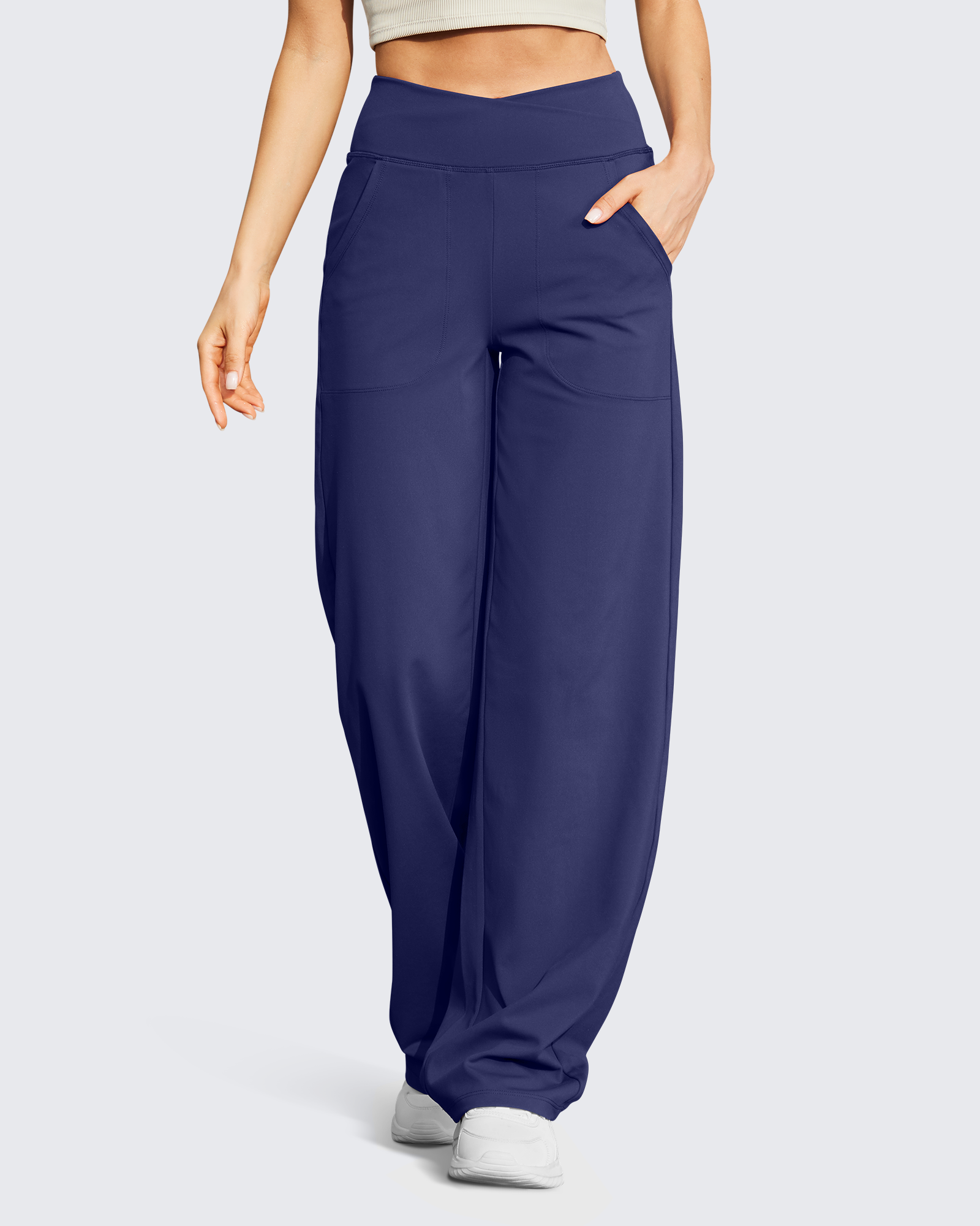 G4Free - EverGoing V Waist Wide Leg Pants Casual Yoga 33'' -GF23D171CA-S