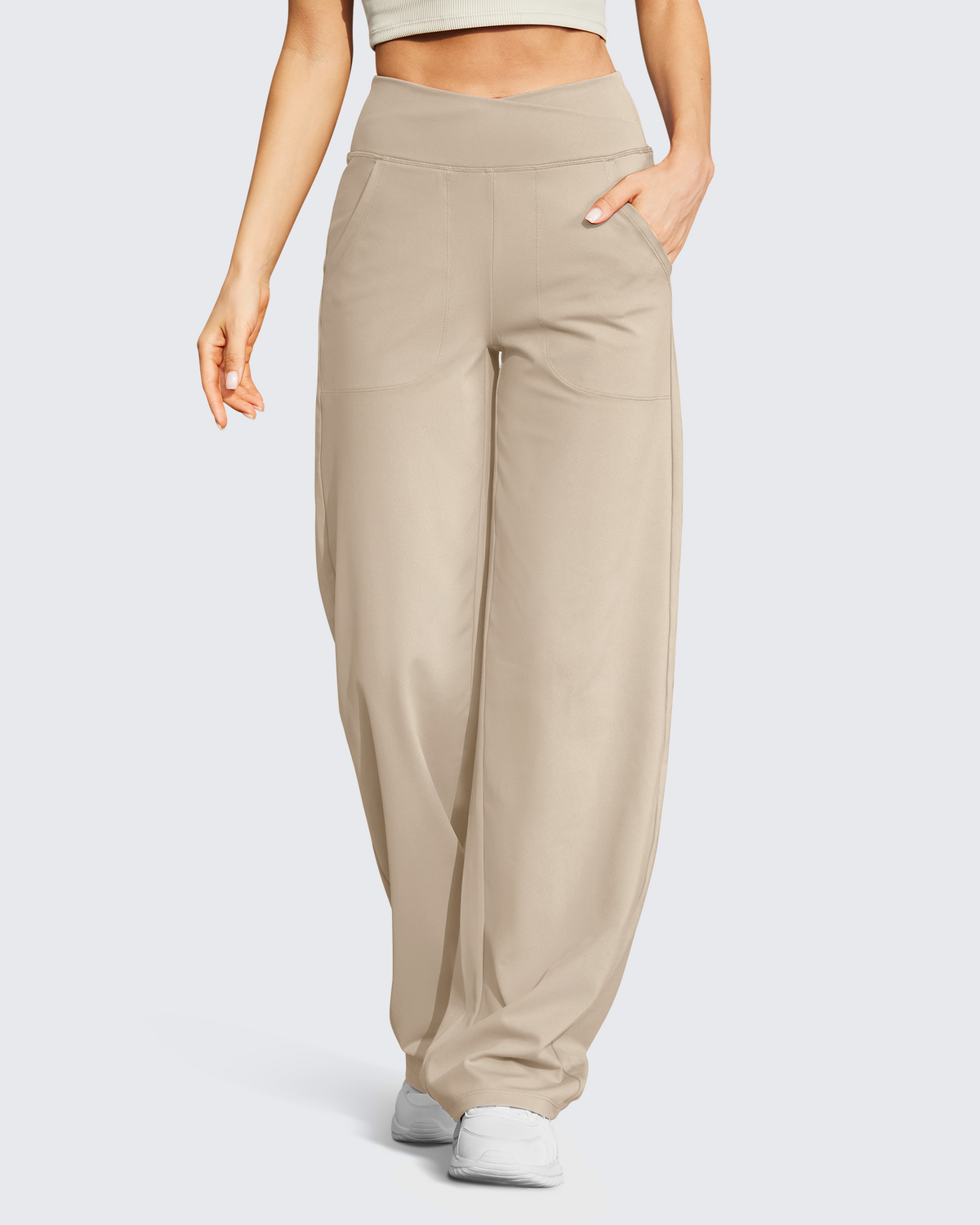 G4Free - EverGoing V Waist Wide Leg Pants Casual Yoga 33'' -GF23D171EA-S