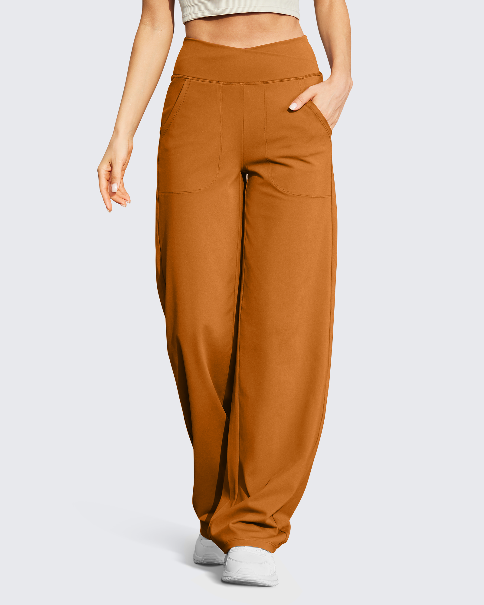G4Free - EverGoing V Waist Wide Leg Pants Casual Yoga 33'' -GF23D171IA-S