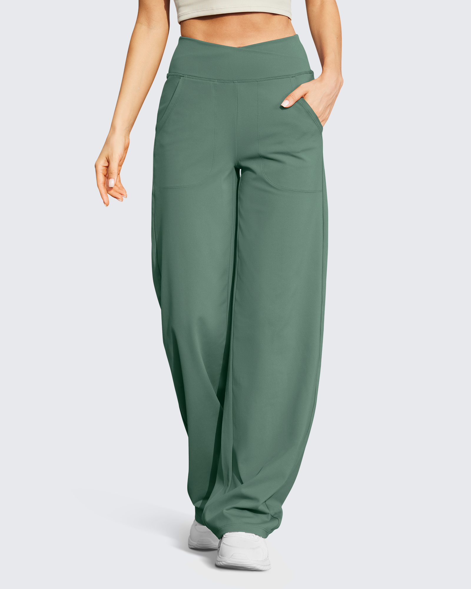 G4Free - EverGoing V Waist Wide Leg Pants Casual Yoga 33'' -GF23D171JA-S