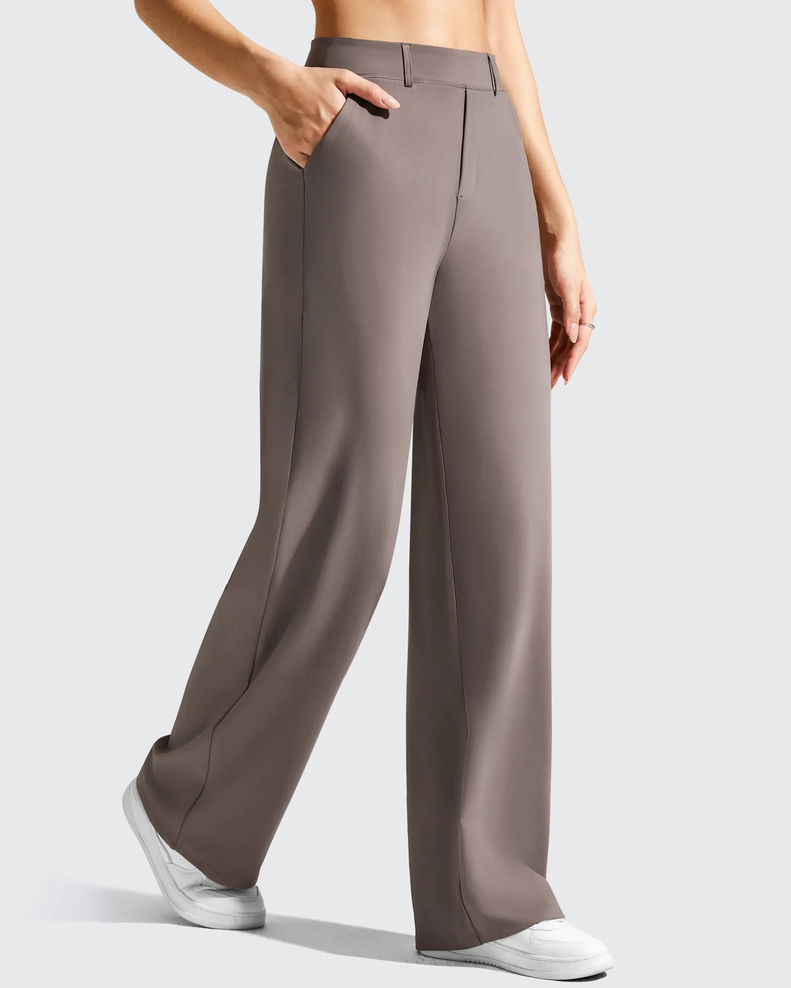 EverGoing Wide Leg Belt Loops High-Waist Dress Pants Taupe / XXL / Petite (28) EverGoing Wide Leg Belt Loops High-Waist Dress Pants Taupe / XXL / Petite (28)