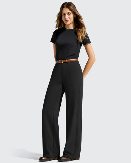 G4Free - EverGoing Wide Leg  Belt Loops High-Waist Dress Pants -GF26J801A001F-XS