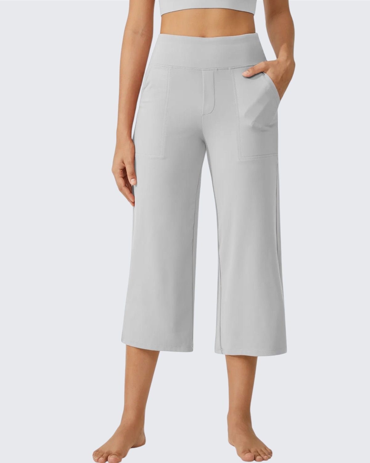 G4Free - EverGoing Wide Leg High-Waist Casual Capri Pants -GF24J197AA-S