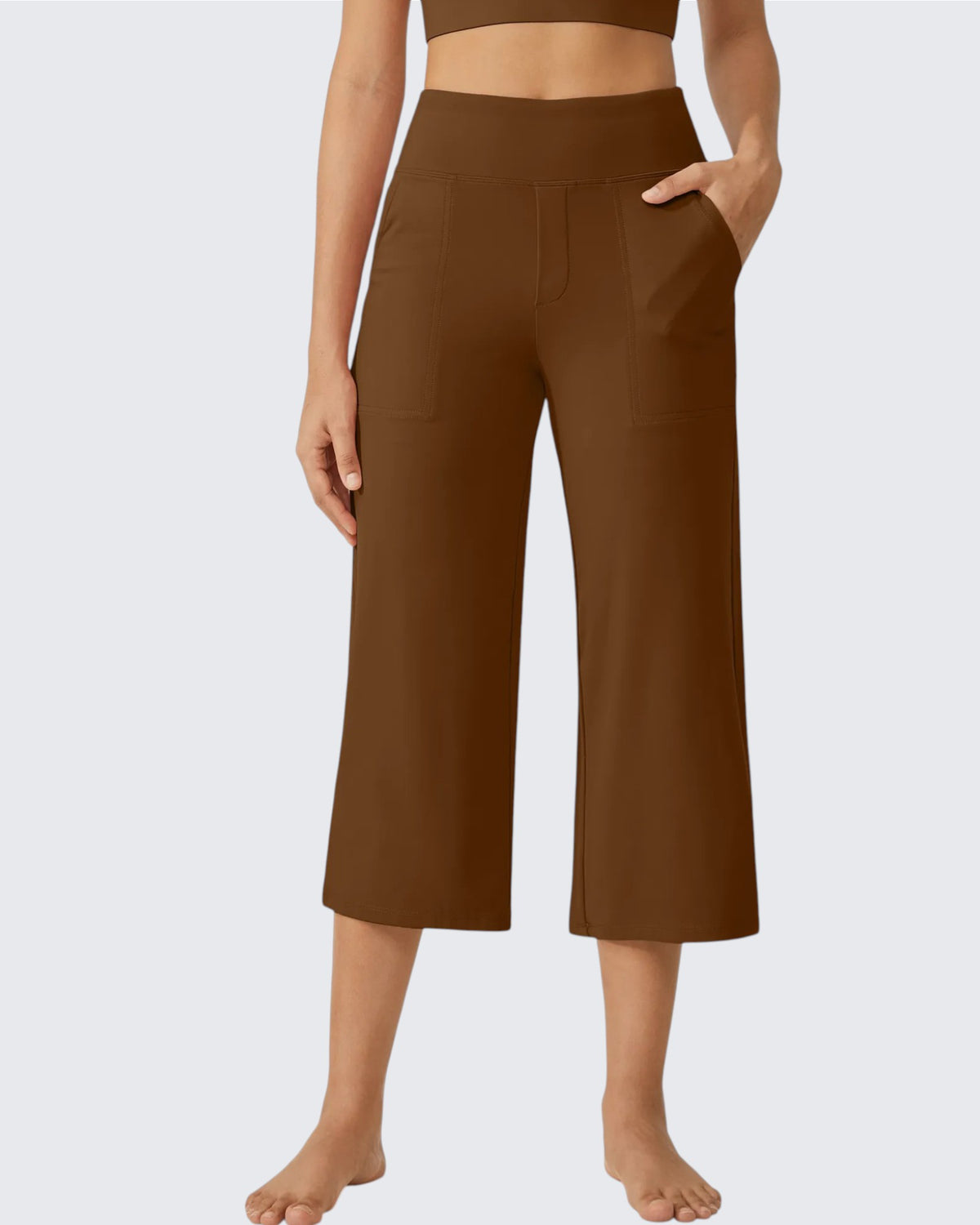 G4Free - EverGoing Wide Leg High-Waist Casual Capri Pants -GF24J197AA-S