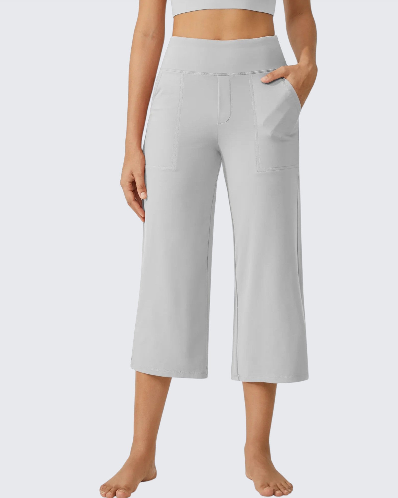 G4Free - EverGoing Wide Leg High-Waist Casual Capri Pants -GF24J197IA-S