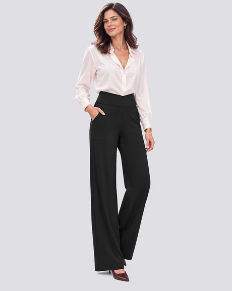 G4Free - EverGoing Wide Leg High-Waist Casual Pants -GF25J390AF-XS