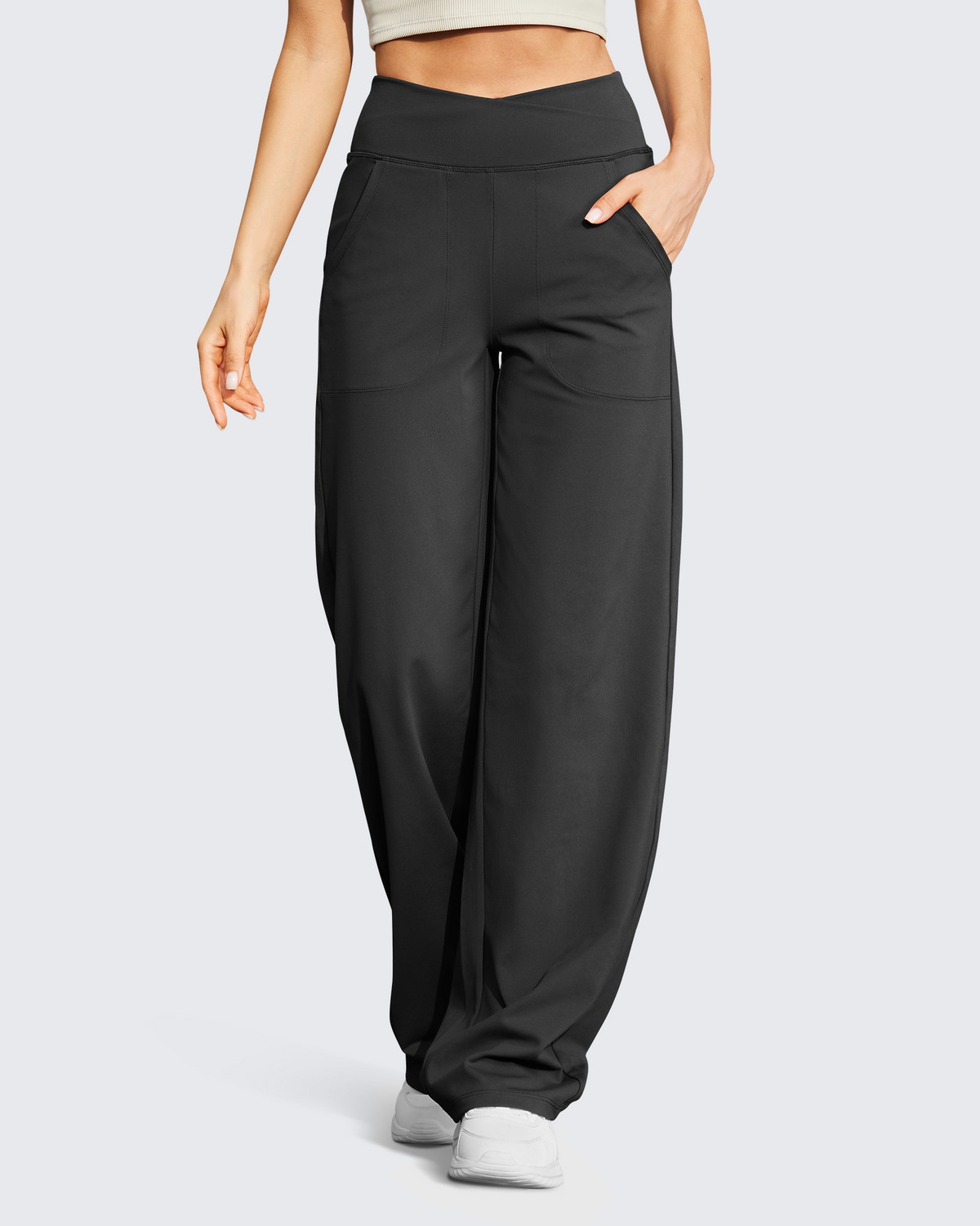 G4Free - EverGoing Wide Leg High-Waist Casual Pants Petite -GF23D170AF-XS