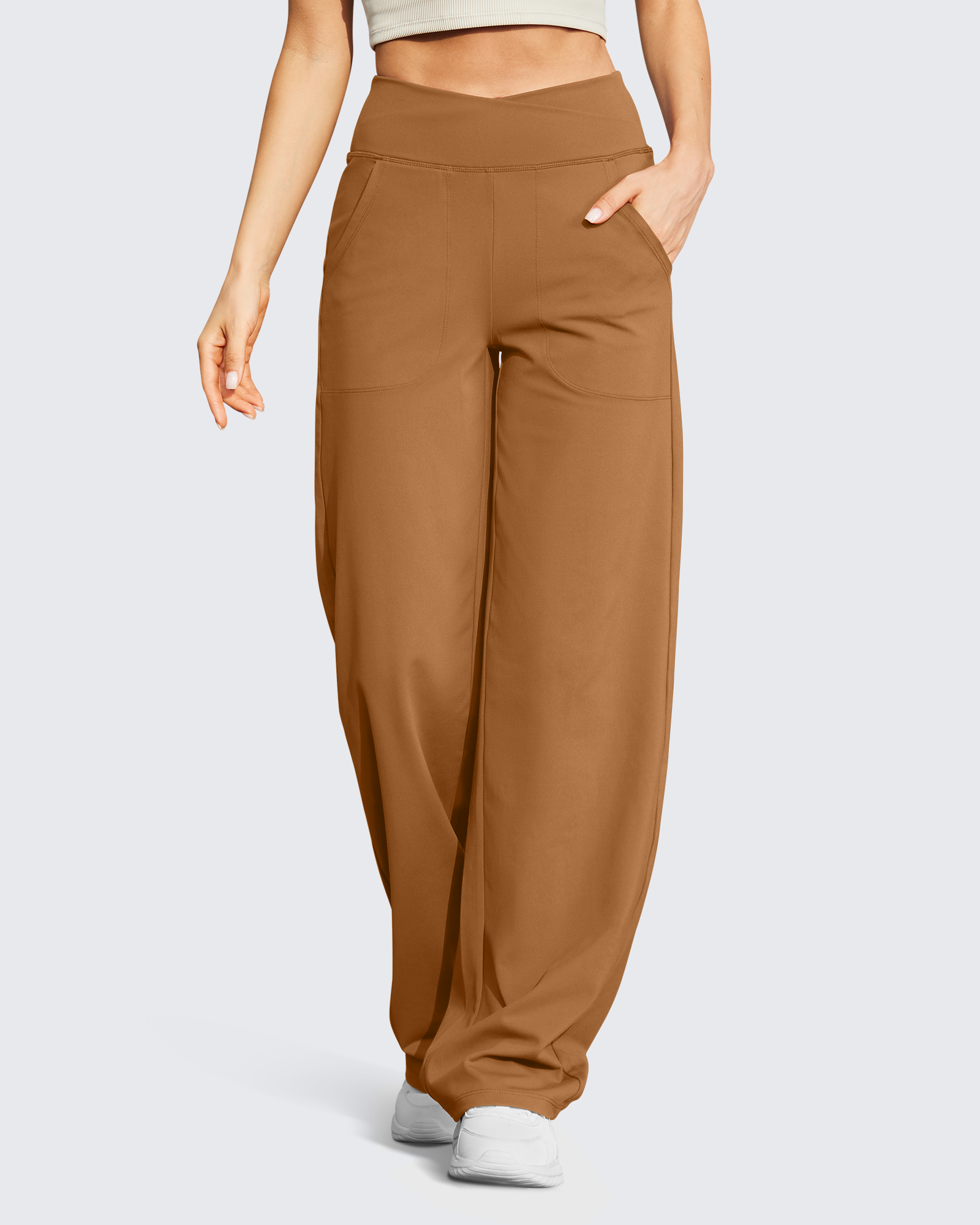G4Free - EverGoing Wide Leg High-Waist Casual Pants Petite -GF23D170IF-XS